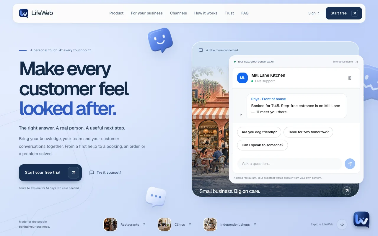 LifeWeb desktop website