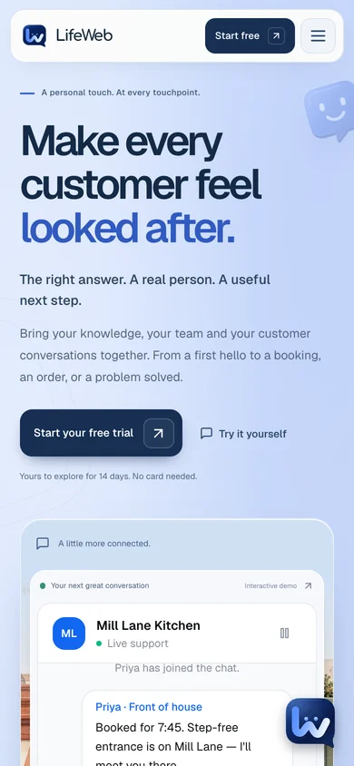LifeWeb mobile website
