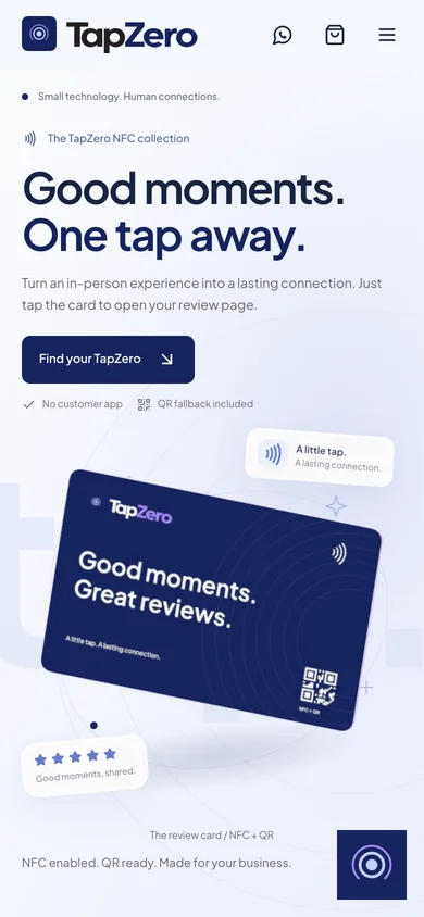 TapZero mobile website